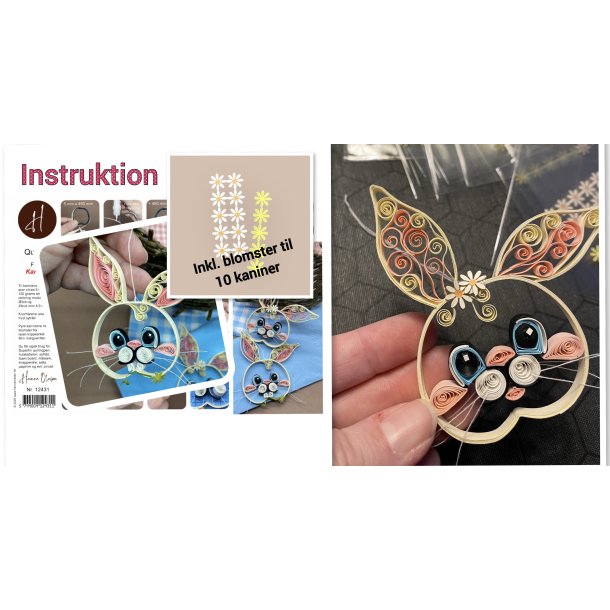 Instruktion Quilling Kaniner (inkl. blomster til 10 kaniner)