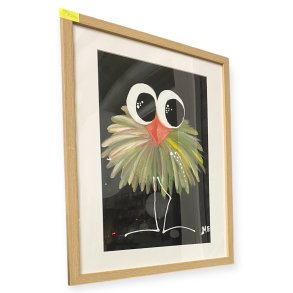 Maleri med sjov fugl 43x53 cm
