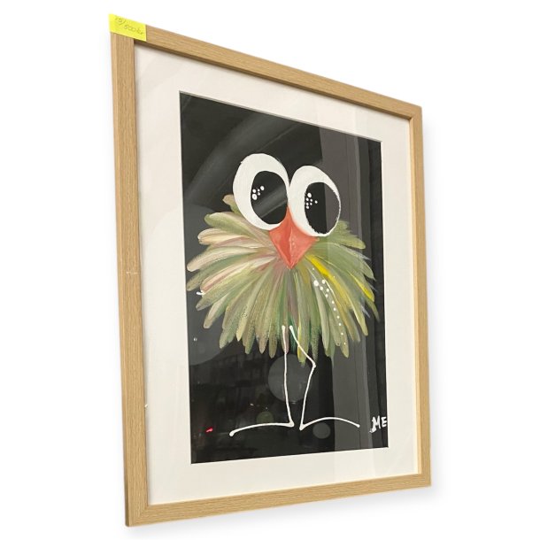 Maleri med sjov fugl 43x53 cm