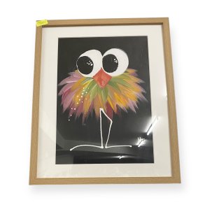 Maleri med sjov fugl 43x53 cm