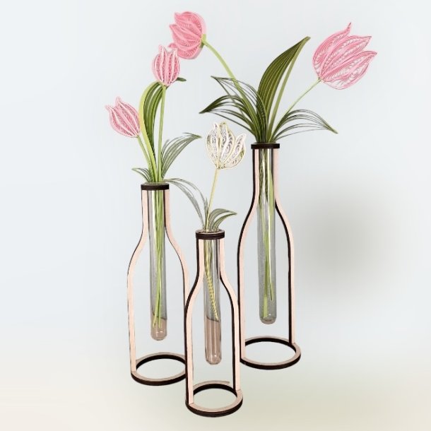 Trflaske med glas 19 cm